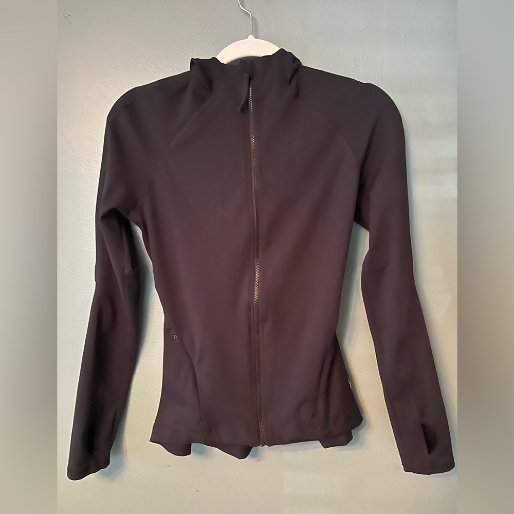Spyder Black Utility Jacket with High Collar, Cinched Back, and Hood
